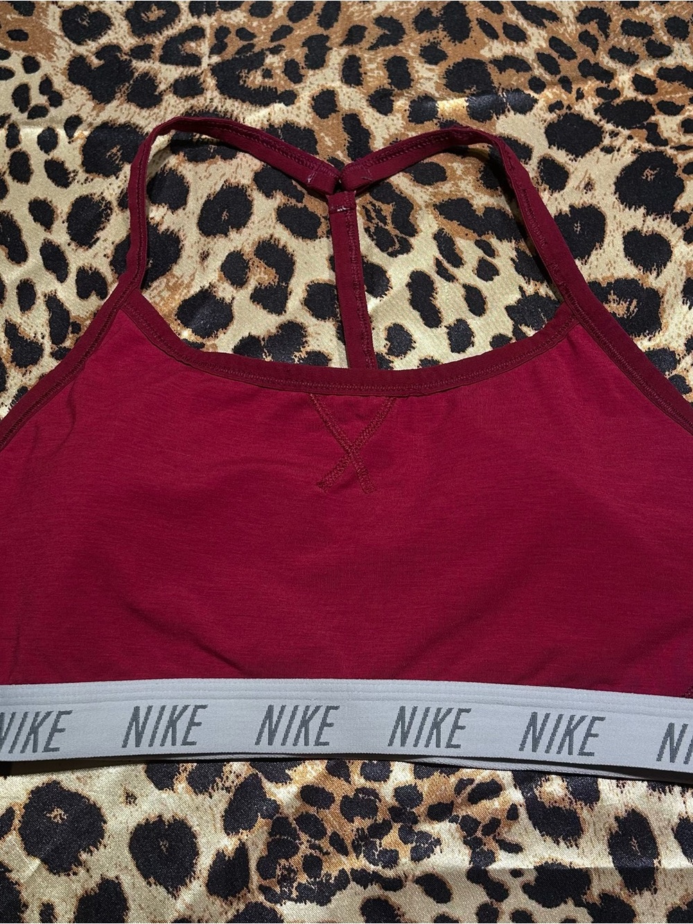 Nike Maroon Strappy T-Back Sports Bra